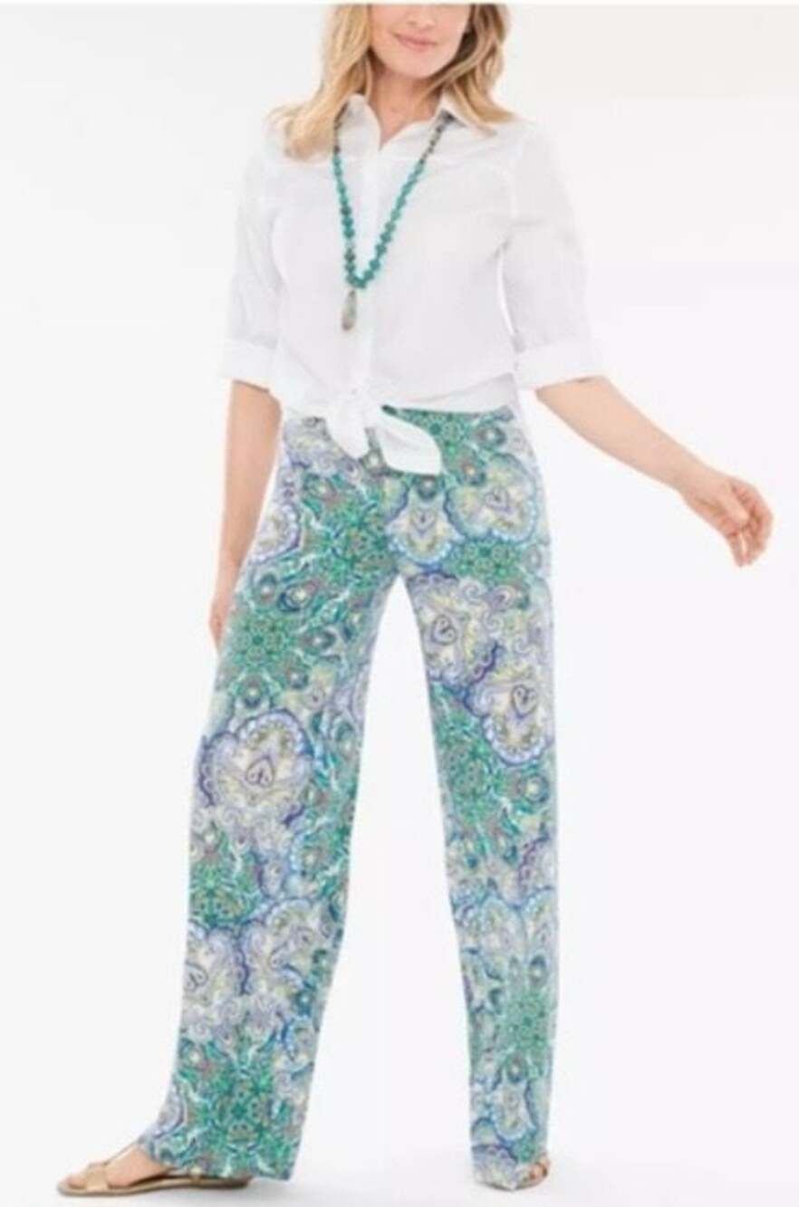 Chico's Paisley Print Wide Leg Pull-On Pants Size 0